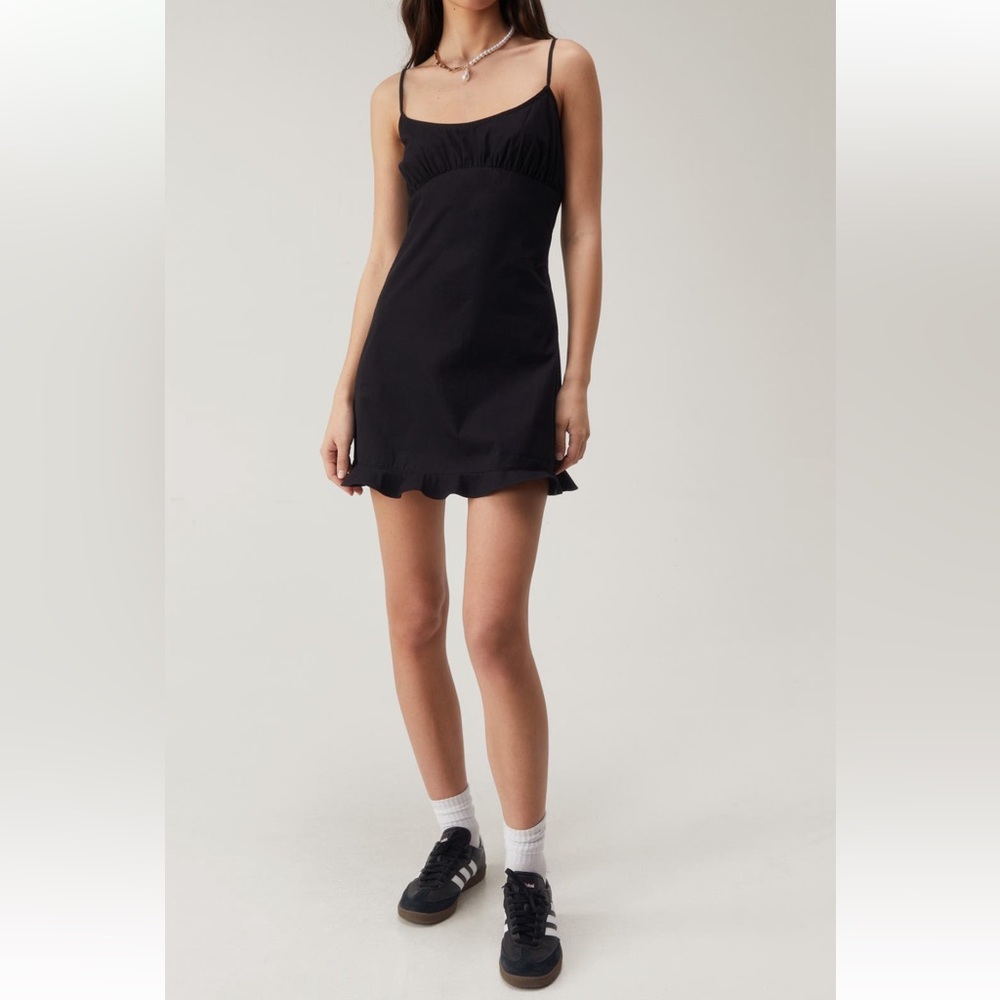 Nasty Gal- Ruffle Hem Open Back Cotton Minidress
